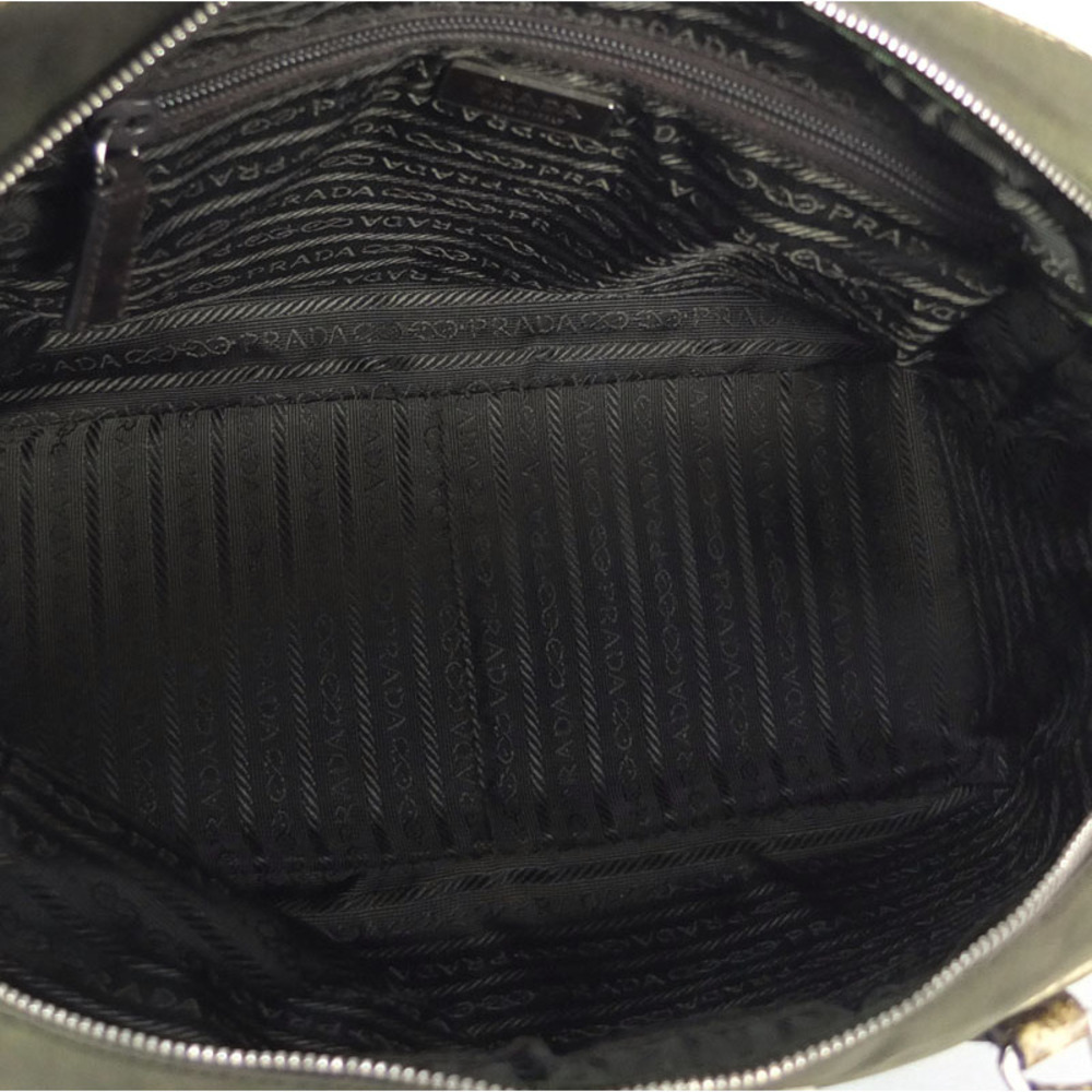 Prada Bag Semi-Shoulder Handbag Python Silver Kha… - image 8